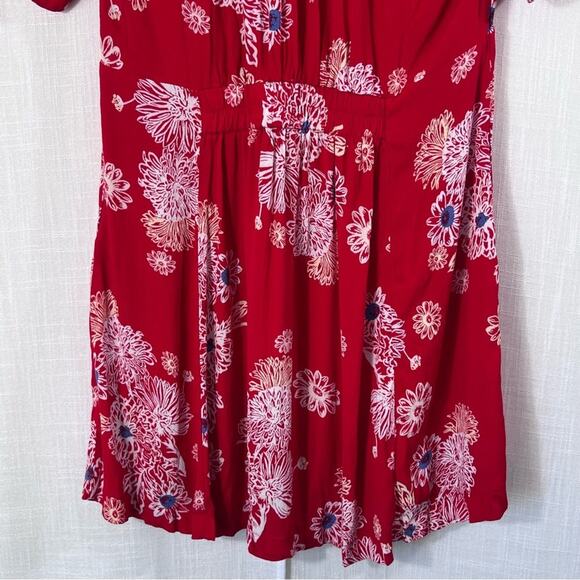 Free People Blue Hawaii Collared Short Sleeve Red Mini Dress Size L - Picture 14 of 16